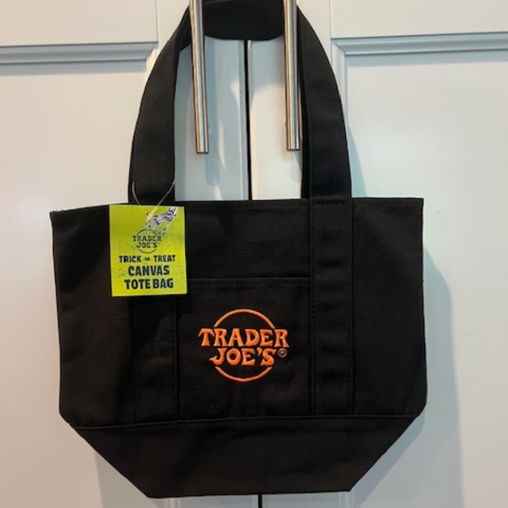 Trader Joe's Halloween Black Limited Edition Canvas Mini Tote - NEW w/tags